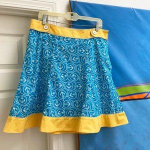 Fun, Retro LL Bean Turquoise & Yellow Anchor-Print – new w/tags, size 12